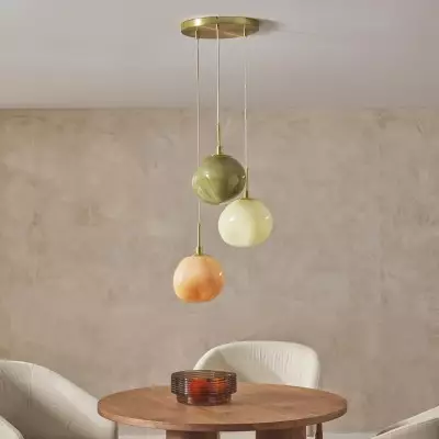 Baya Natural Three-Color Opal Glass Cluster Pendant Light Baya Natural Three-Color Opal Glass Cluster Pendant Light