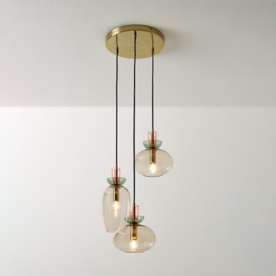 Oryn Natural Three-Color Glass Cluster Pendant Light Oryn Natural Three-Color Glass Cluster Pendant Light