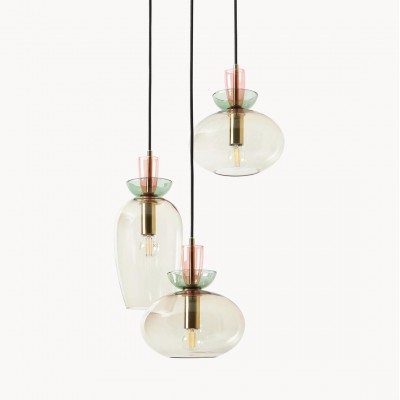 Oryn Natural Three-Color Glass Cluster Pendant Light Oryn Natural Three-Color Glass Cluster Pendant Light