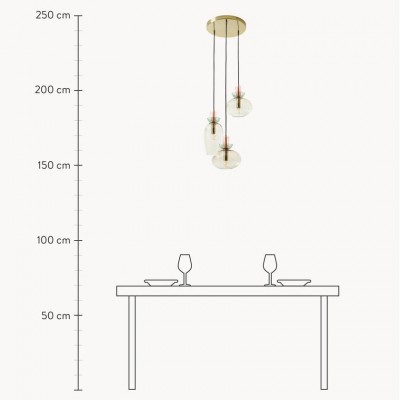 Oryn Natural Three-Color Glass Cluster Pendant Light Oryn Natural Three-Color Glass Cluster Pendant Light