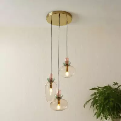 Oryn Natural Three-Color Glass Cluster Pendant Light Oryn Natural Three-Color Glass Cluster Pendant Light