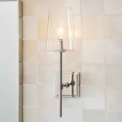 Murano Farmhouse Clear Glass Vanity Wall Sconce Murano Farmhouse Clear Glass Vanity Wall Sconce