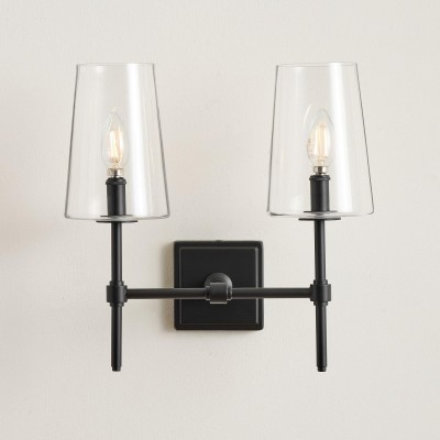 Murano Farmhouse Clear Glass Vanity Wall Sconce Murano Farmhouse Clear Glass Vanity Wall Sconce