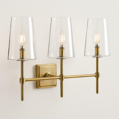 Murano Farmhouse Clear Glass Vanity Wall Sconce Murano Farmhouse Clear Glass Vanity Wall Sconce