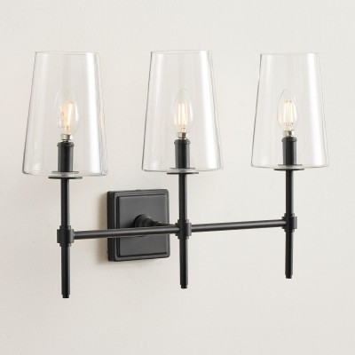 Murano Farmhouse Clear Glass Vanity Wall Sconce Murano Farmhouse Clear Glass Vanity Wall Sconce