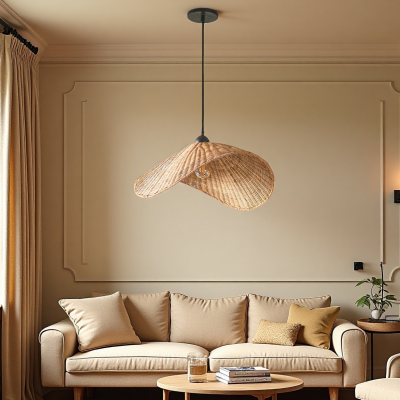 Holli Organic Boho Wicker Rattan Pendant Light