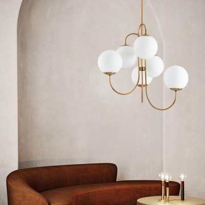 Vekton Vintage Glass Globe Gooseneck Chandelier Vekton Vintage Glass Globe Gooseneck Chandelier