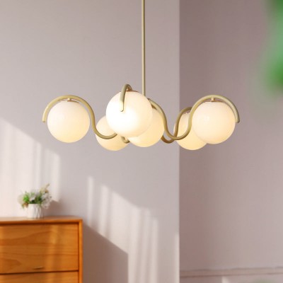 Mian Modern Curve Glass Globe Chandelier Mian Modern Curve Glass Globe Chandelier