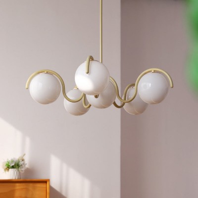 Mian Modern Curve Glass Globe Chandelier Mian Modern Curve Glass Globe Chandelier