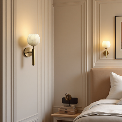 Reedway Farmhouse Alabaster Flower Wall Sconce Reedway Farmhouse Alabaster Flower Wall Sconce