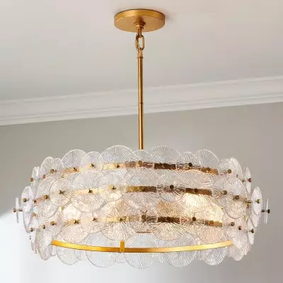 AuroraLux Gold-leaf Round Glass Chandelier AuroraLux Gold-leaf Round Glass Chandelier