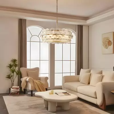 AuroraLux Gold-leaf Round Glass Chandelier AuroraLux Gold-leaf Round Glass Chandelier