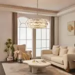 AuroraLux Gold-leaf Round Glass Chandelier