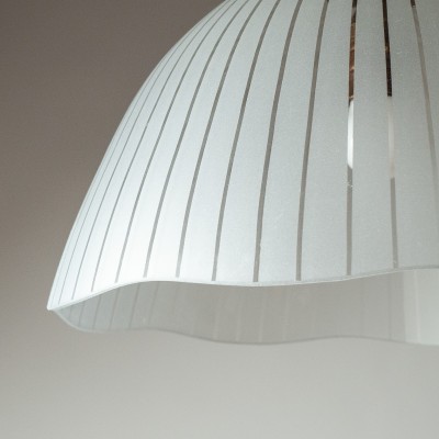 John Retro Etched Stripes Glass Pendant Light