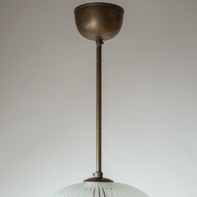 John Retro Etched Stripes Glass Pendant Light