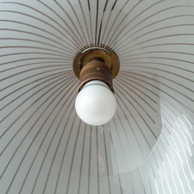 John Retro Etched Stripes Glass Pendant Light