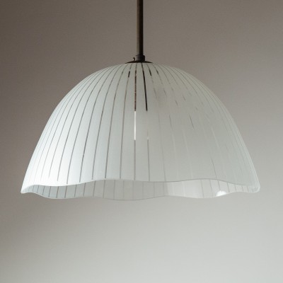 John Retro Etched Stripes Glass Pendant Light