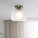 Bewish ‎Minimalist Frosted Glass Round Semi Flush Ceiling Light