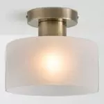 Bewish ‎Minimalist Frosted Glass Round Semi Flush Ceiling Light