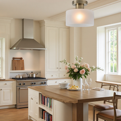 Bewish Minimalist Frosted Glass Round Semi Flush Ceiling Light Bewish Minimalist Frosted Glass Round Semi Flush Ceiling Light