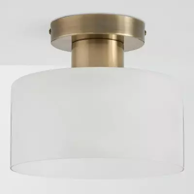 Bewish Minimalist Frosted Glass Round Semi Flush Ceiling Light Bewish Minimalist Frosted Glass Round Semi Flush Ceiling Light