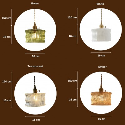 Roslyn Retro Stained Ribbed Glass Pendant Light Roslyn Retro Stained Ribbed Glass Pendant Light
