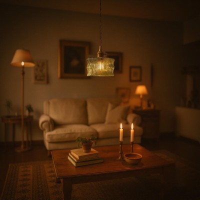 Roslyn Retro Stained Ribbed Glass Pendant Light Roslyn Retro Stained Ribbed Glass Pendant Light