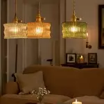 Roslyn Retro Stained Ribbed Glass Pendant Light