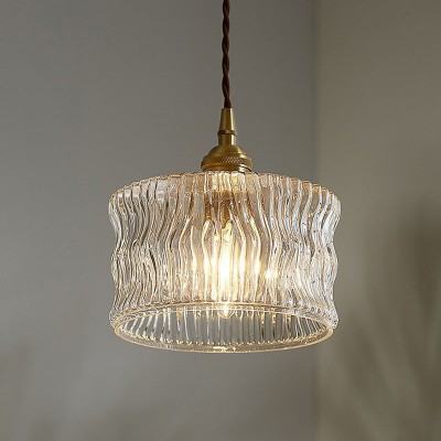 Roslyn Retro Stained Ribbed Glass Pendant Light Roslyn Retro Stained Ribbed Glass Pendant Light