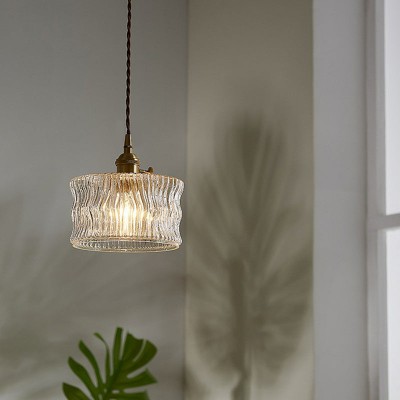 Roslyn Retro Stained Ribbed Glass Pendant Light Roslyn Retro Stained Ribbed Glass Pendant Light