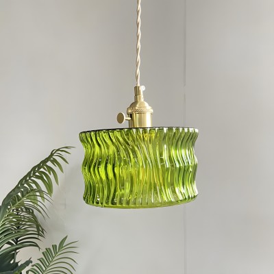 Roslyn Retro Stained Ribbed Glass Pendant Light Roslyn Retro Stained Ribbed Glass Pendant Light