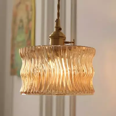 Roslyn Retro Stained Ribbed Glass Pendant Light