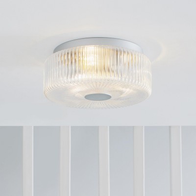 Weston Modern Ribbed Frosted Glass Round Ceiling Light