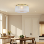 Weston Modern Ribbed Frosted Glass Round Ceiling Light