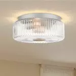 Weston Modern Ribbed Frosted Glass Round Ceiling Light