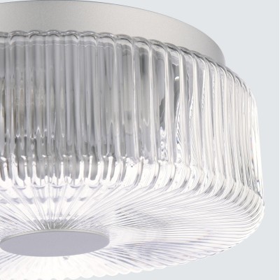 Weston Modern Ribbed Frosted Glass Round Ceiling Light