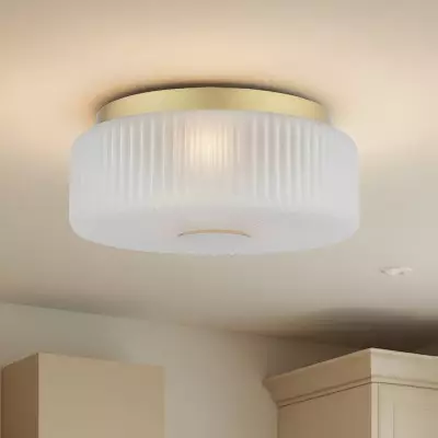 Weston Modern Ribbed Frosted Glass Round Ceiling Light