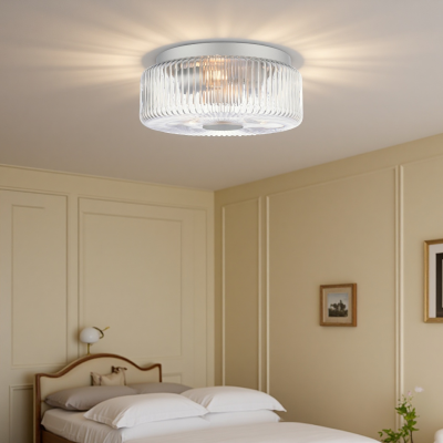 Weston Modern Ribbed Frosted Glass Round Ceiling Light