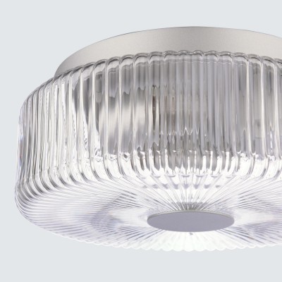 Weston Modern Ribbed Frosted Glass Round Ceiling Light