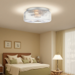 Weston Modern Ribbed Frosted Glass Round Ceiling Light