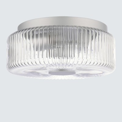 Weston Modern Ribbed Frosted Glass Round Ceiling Light