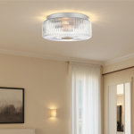 Weston Modern Ribbed Frosted Glass Round Ceiling Light