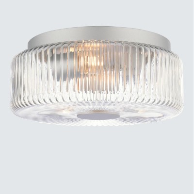Weston Modern Ribbed Frosted Glass Round Ceiling Light