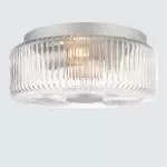 Weston Modern Ribbed Frosted Glass Round Ceiling Light