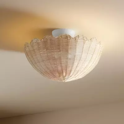 Andrew Natural Flower Rattan Flush Mount Ceiling Light
