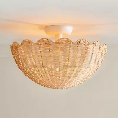 Andrew Natural Flower Rattan Flush Mount Ceiling Light