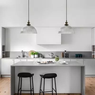 Moni Traditional Transparent Dome Ribbed Glass Pendant Light Moni Traditional Transparent Dome Ribbed Glass Pendant Light