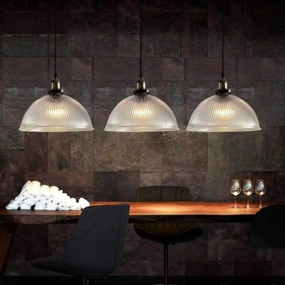 Moni Traditional Transparent Dome Ribbed Glass Pendant Light Moni Traditional Transparent Dome Ribbed Glass Pendant Light