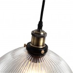 Moni Traditional Transparent Dome Ribbed Glass Pendant Light