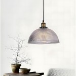 Moni Traditional Transparent Dome Ribbed Glass Pendant Light